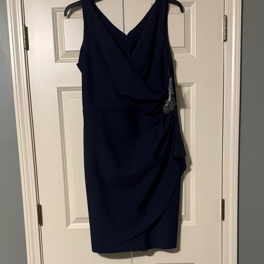 Alex Evenings Navy Asymmetrical Dress